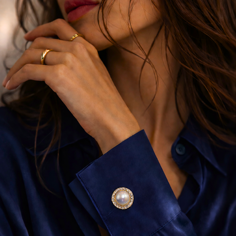 Couvre-Bouton Perle Cristal