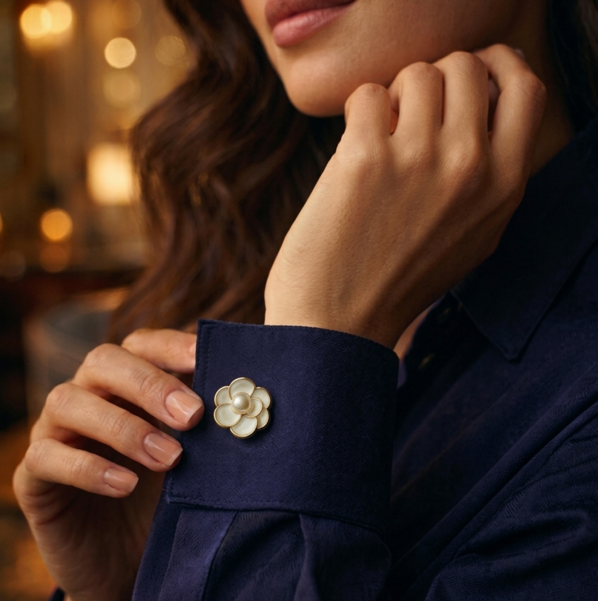 Couvre-Bouton Fleur Ying-Yang